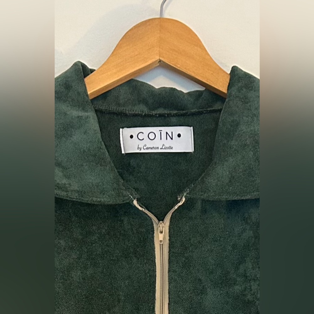 ATELIER COIN Designer Couture One of A Kind Top Sporty Terry Cotton Green Sz S - Picture 2 of 7